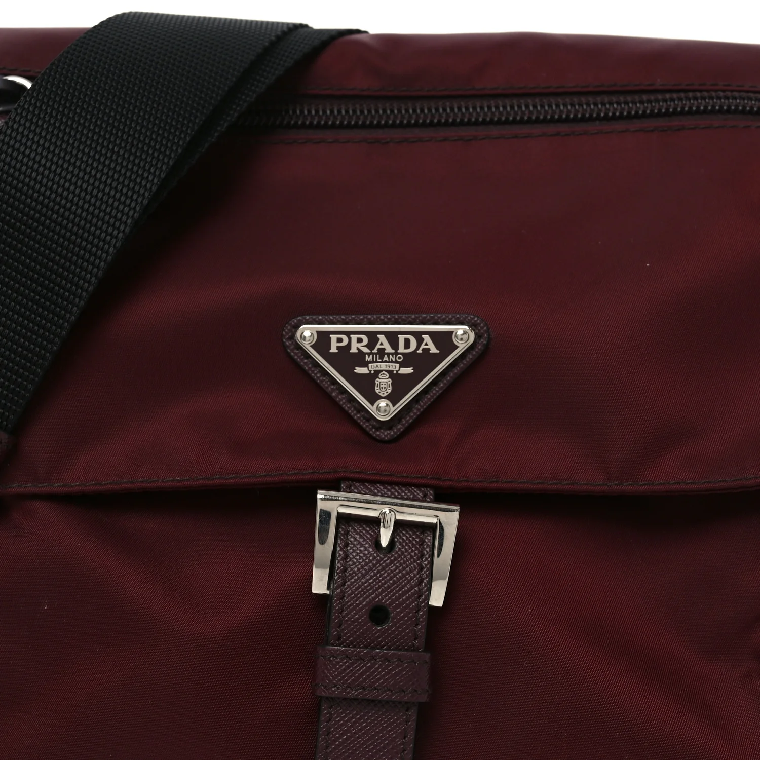 Nylon Vela Saffiano Single Buckle Messenger Shoulder Bag Bordeaux - Image 7