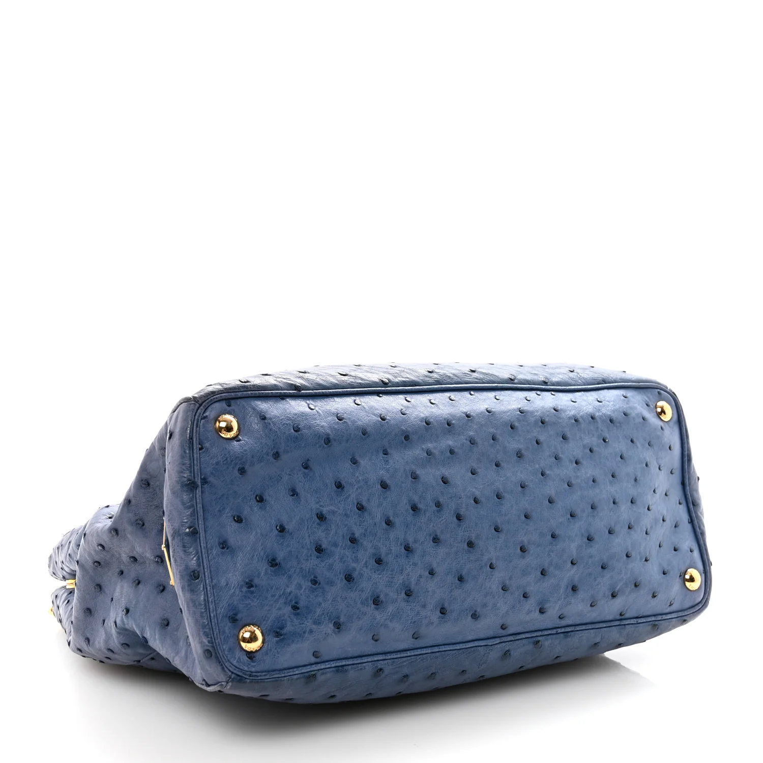 Ostrich Medium Galleria Double Zip Tote Cobalto - Image 4