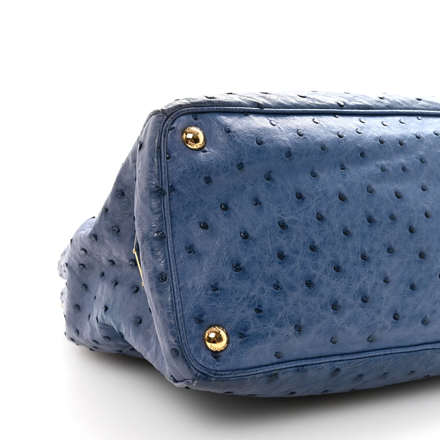 Ostrich Medium Galleria Double Zip Tote Cobalto - Image 8