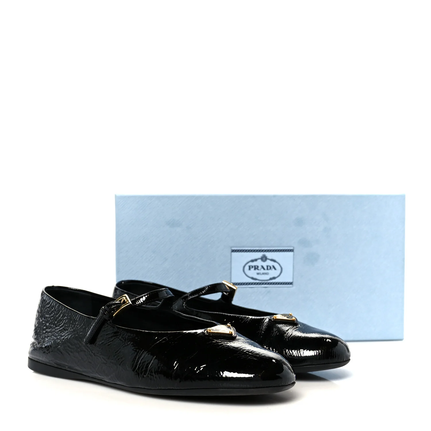 Patent Calfskin Triangle Ballerina Flats 40 Black - Image 10