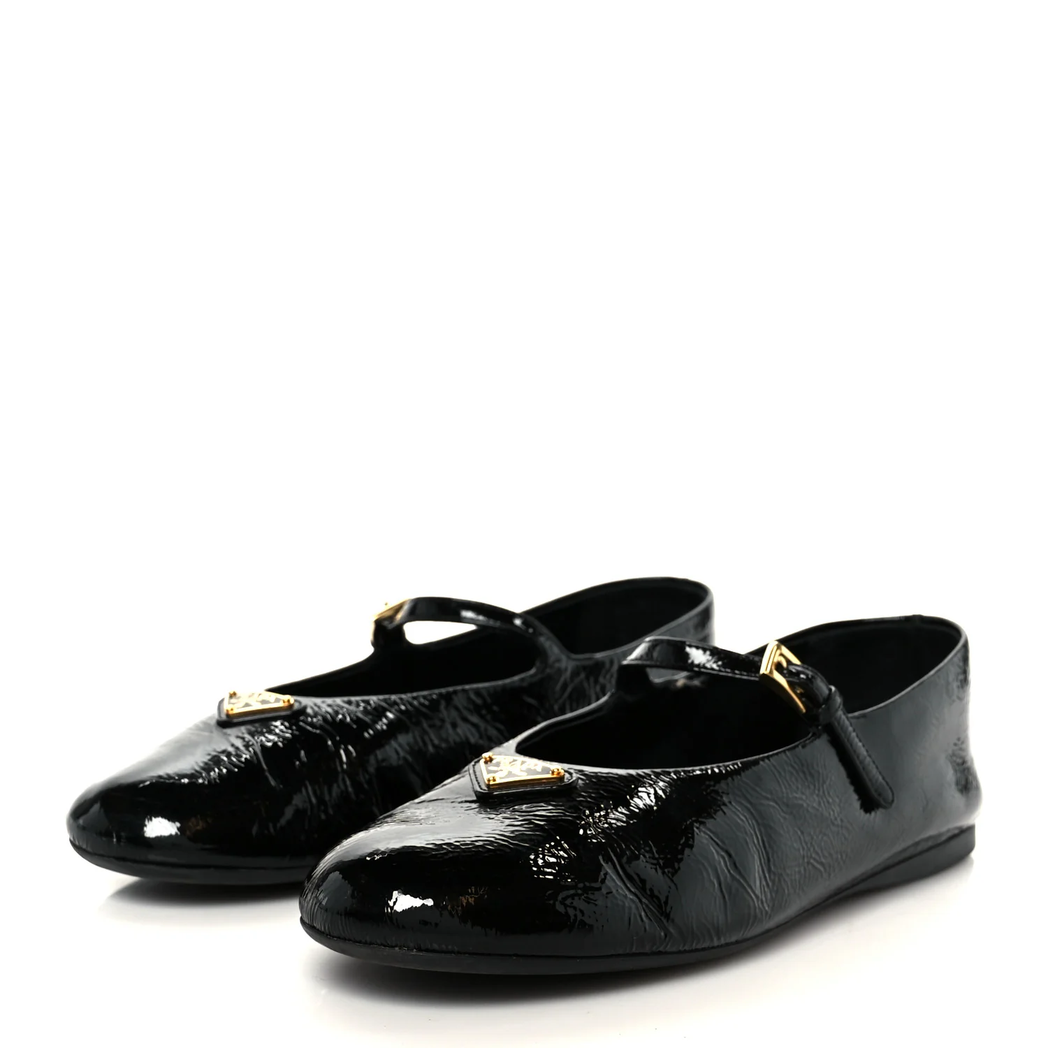 Patent Calfskin Triangle Ballerina Flats 40 Black - Image 4