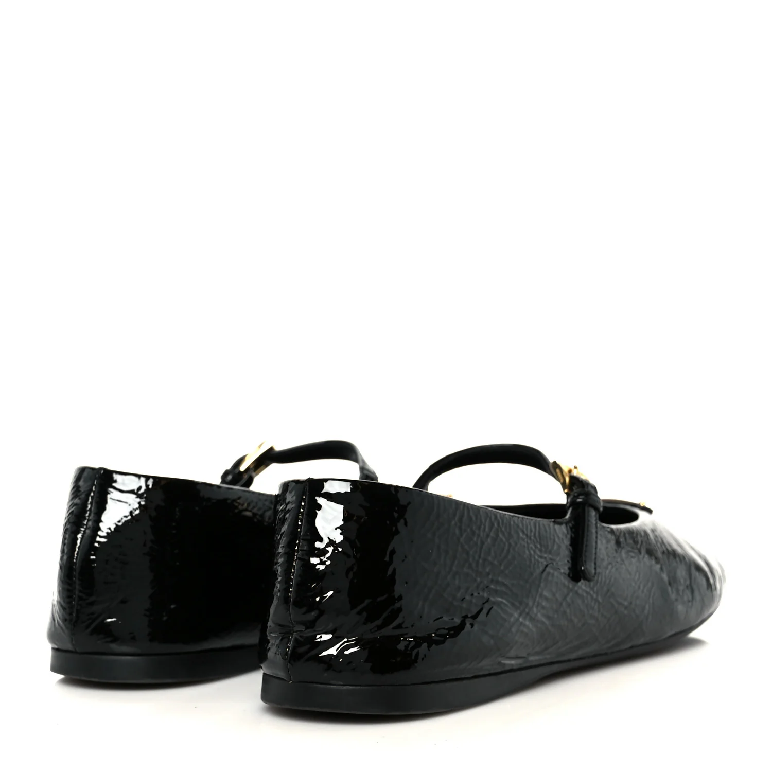 Patent Calfskin Triangle Ballerina Flats 40 Black - Image 5