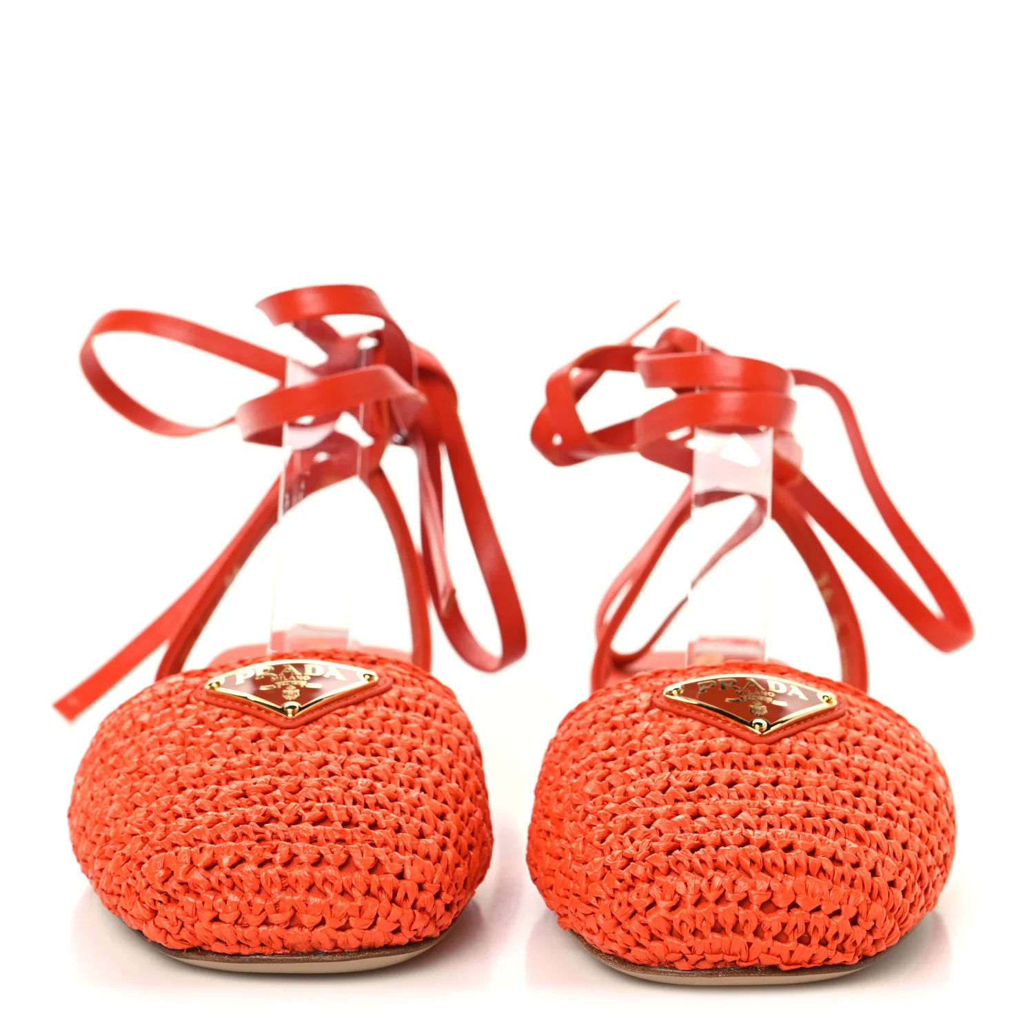 Raffia Crochet Triangle Flat Sandals 36 Arancio - Image 3