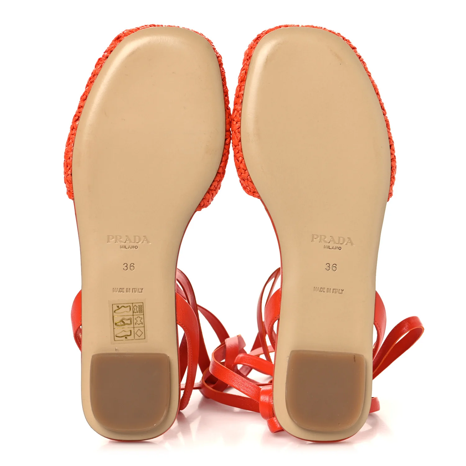 Raffia Crochet Triangle Flat Sandals 36 Arancio - Image 6
