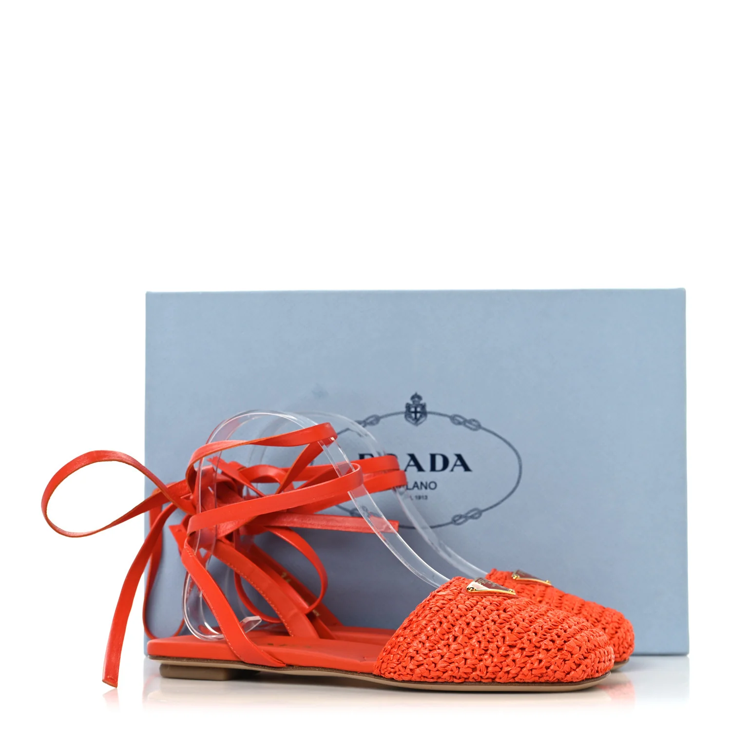 Raffia Crochet Triangle Flat Sandals 36 Arancio - Image 9