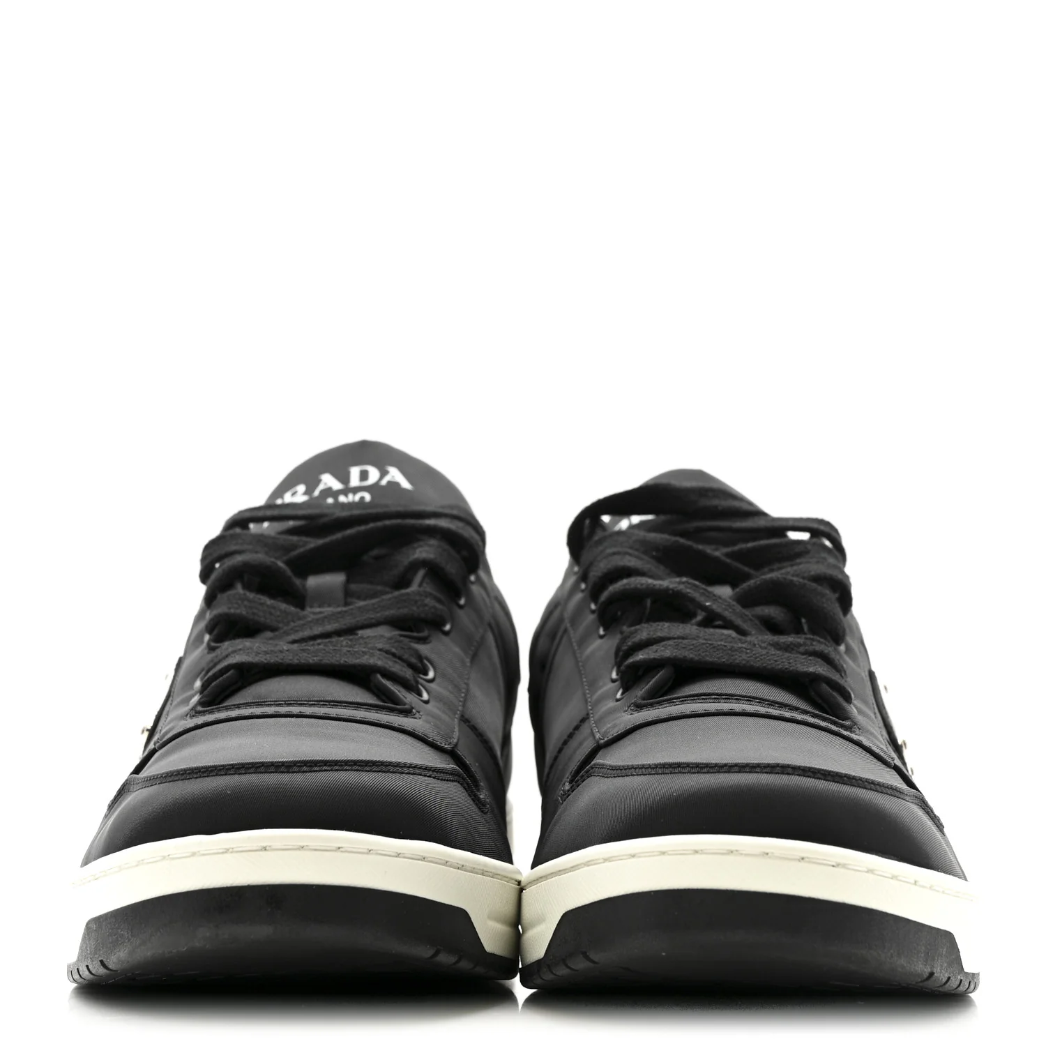 Re-Nylon Gabardine Metal Triangle Logo Mens Downtown Low Top Sneakers 9 Black - Image 3