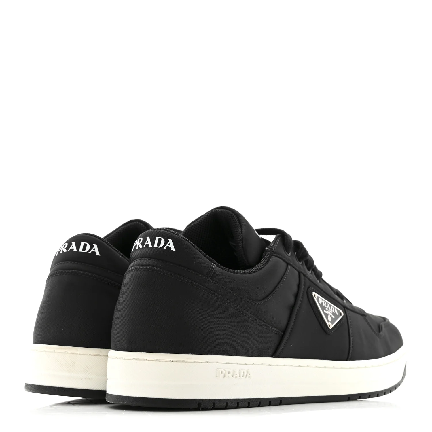 Re-Nylon Gabardine Metal Triangle Logo Mens Downtown Low Top Sneakers 9 Black - Image 5