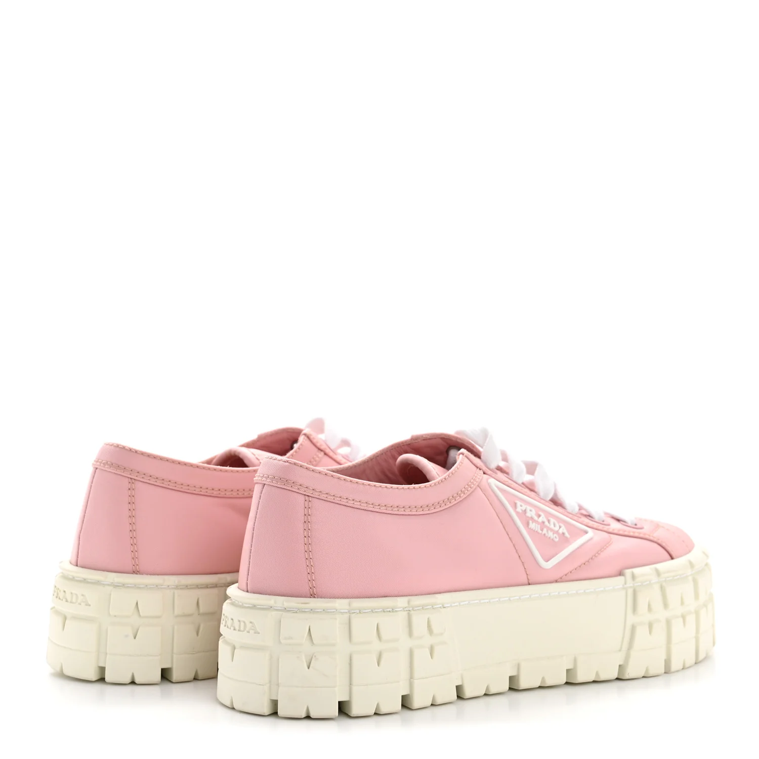 Re-Nylon Gabardine Triangle Logo Double Wheel 50mm Sneakers 38 Alabastro - Image 15