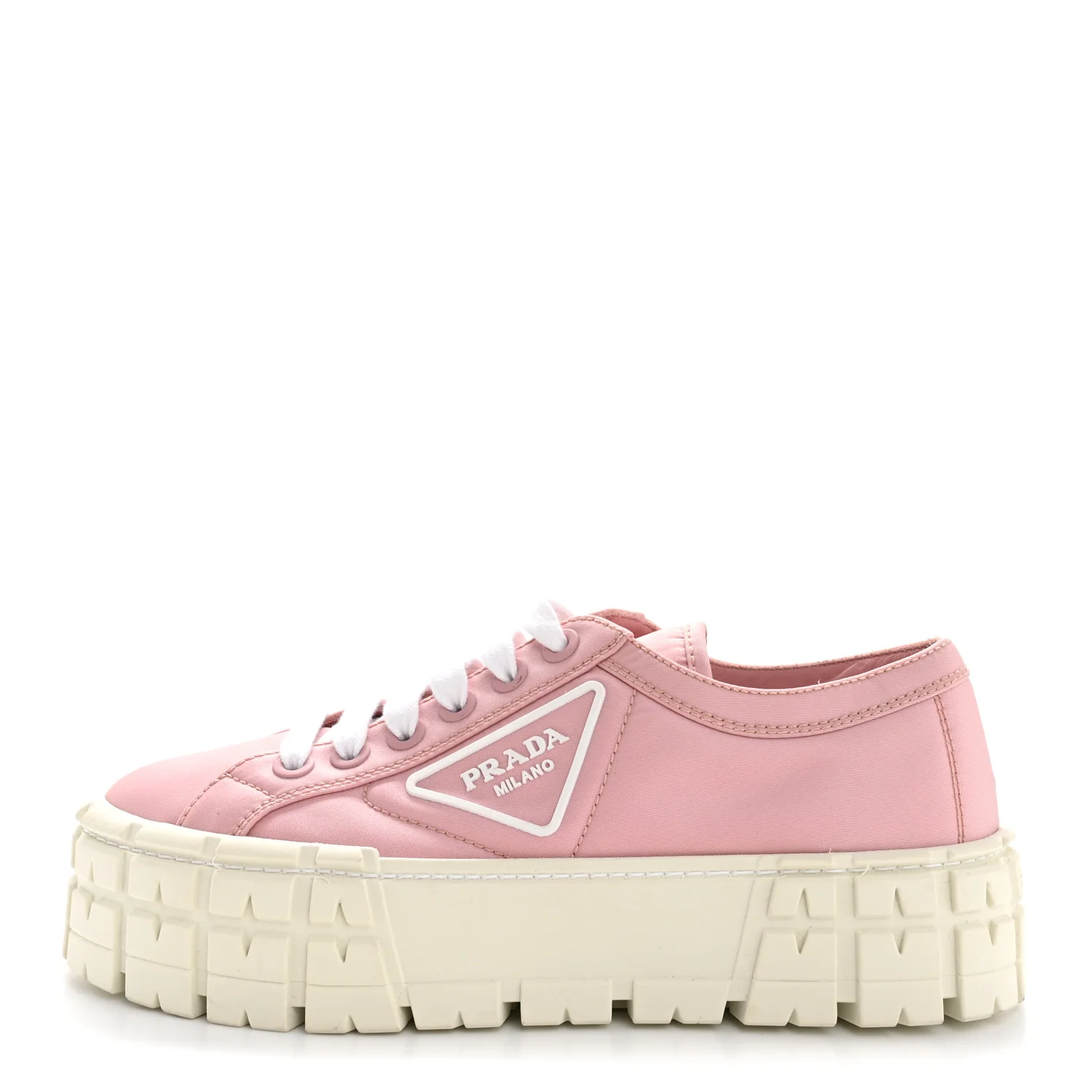 Re-Nylon Gabardine Triangle Logo Double Wheel 50mm Sneakers 38 Alabastro - Image 2