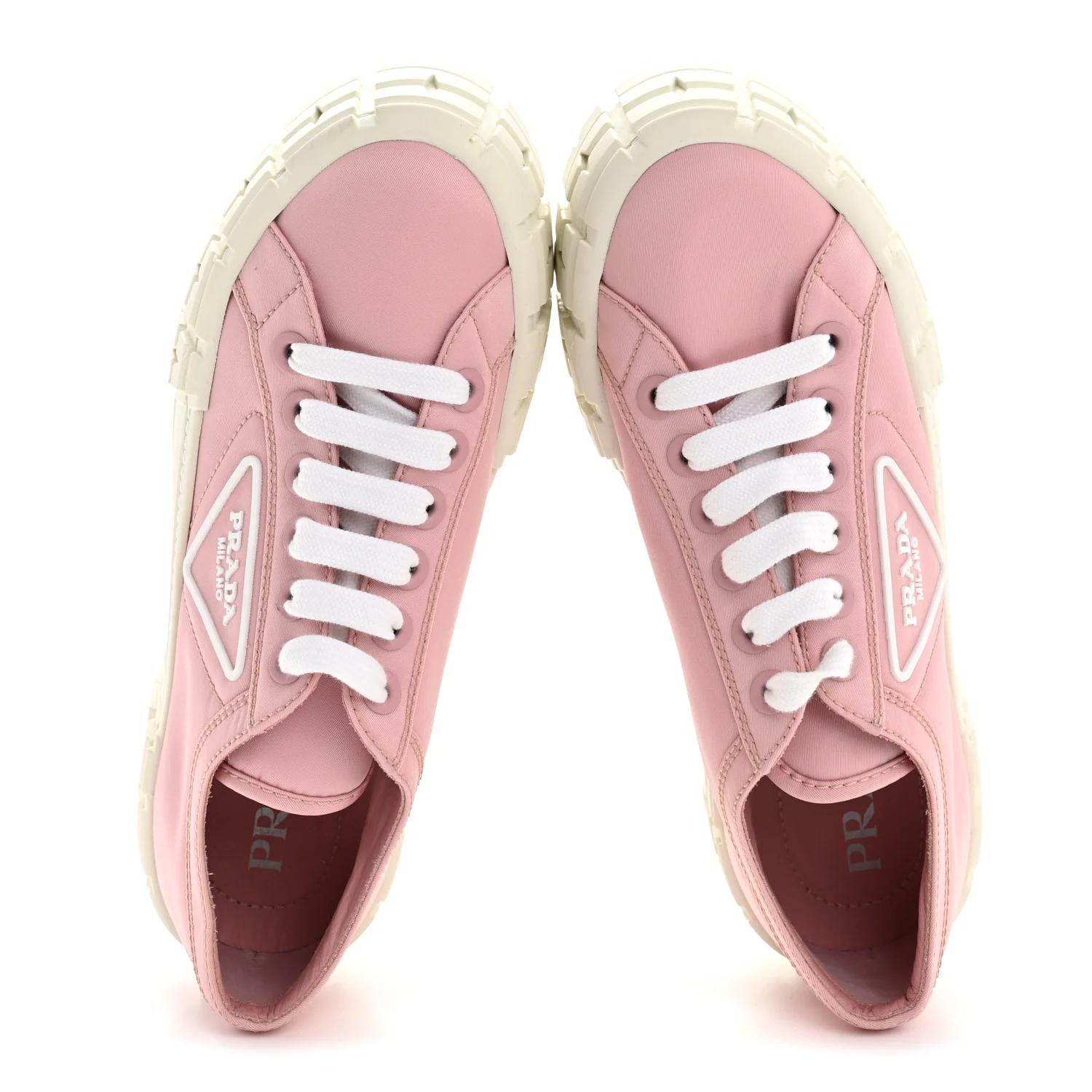 Re-Nylon Gabardine Triangle Logo Double Wheel 50mm Sneakers 38 Alabastro - Image 6