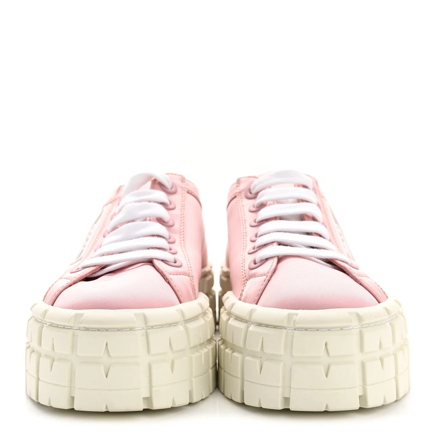Re-Nylon Gabardine Triangle Logo Double Wheel 50mm Sneakers 38 Alabastro - Image 8