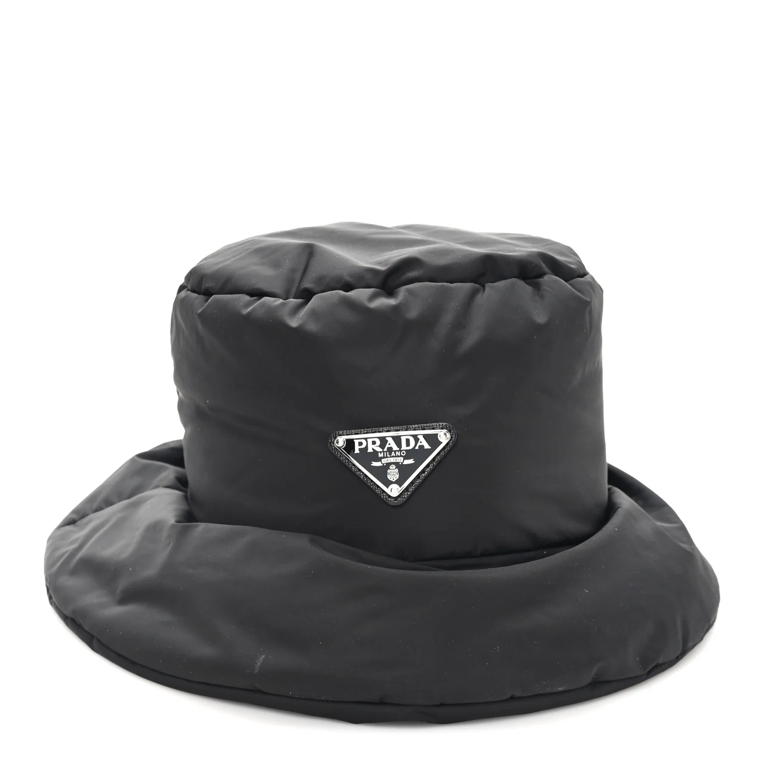 Re-Nylon Metal Triangle Logo Padded Bucket Hat M Black - Image 3