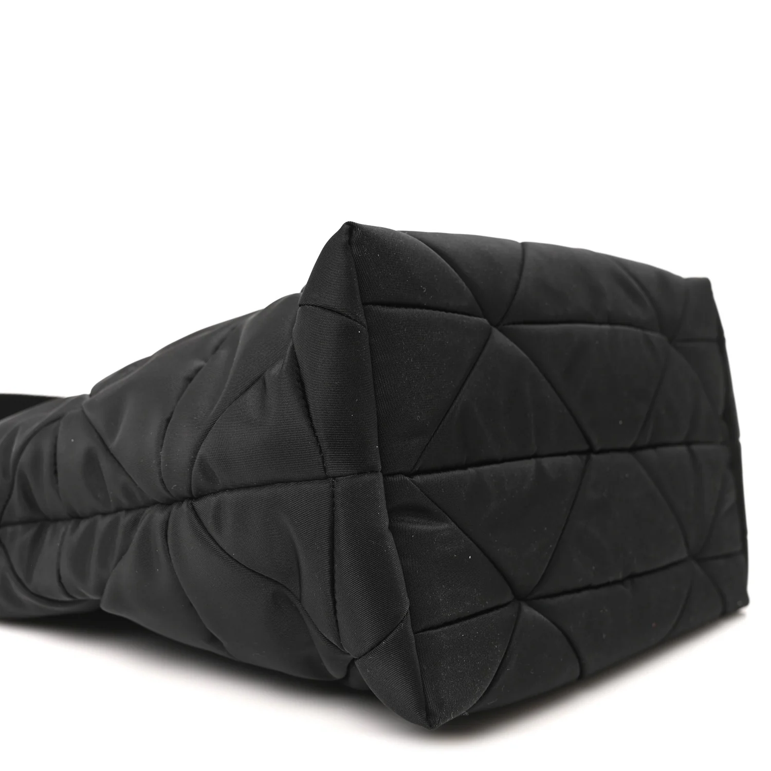 Re-Nylon Nappa Triangle Quilted Padded Double Handled Zip Pocket Tote Black - Image 18