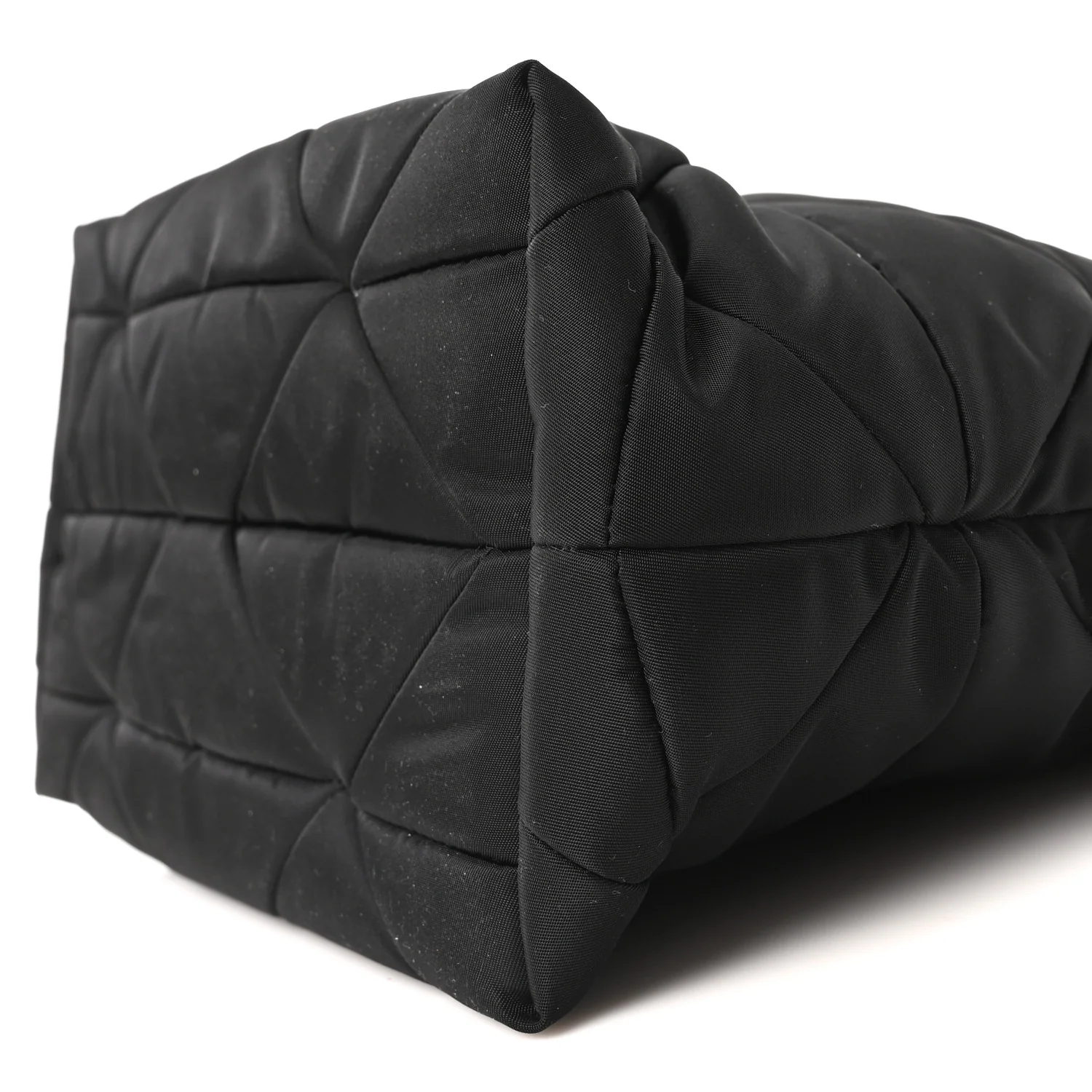 Re-Nylon Nappa Triangle Quilted Padded Double Handled Zip Pocket Tote Black - Image 20