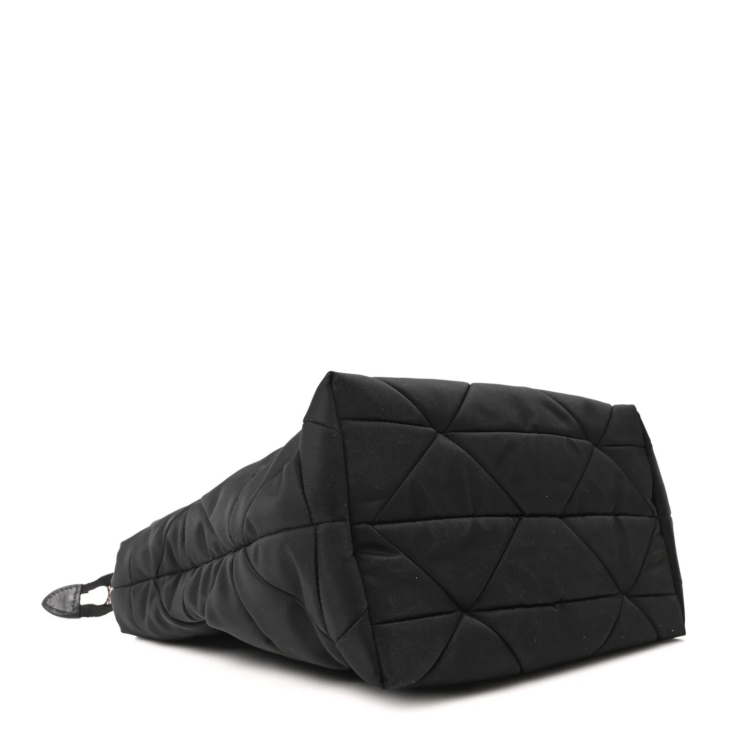 Re-Nylon Nappa Triangle Quilted Padded Double Handled Zip Pocket Tote Black - Image 8