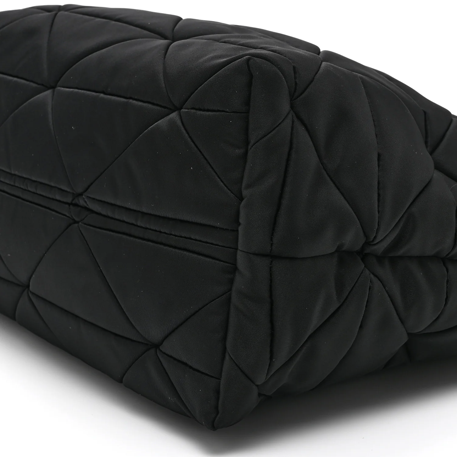 Re-Nylon Nappa Triangle Quilted Padded Medium Double Handled Zip Tote Black - Image 10