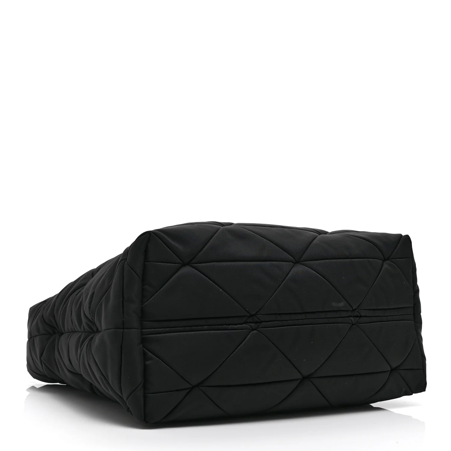 Re-Nylon Nappa Triangle Quilted Padded Medium Double Handled Zip Tote Black - Image 4