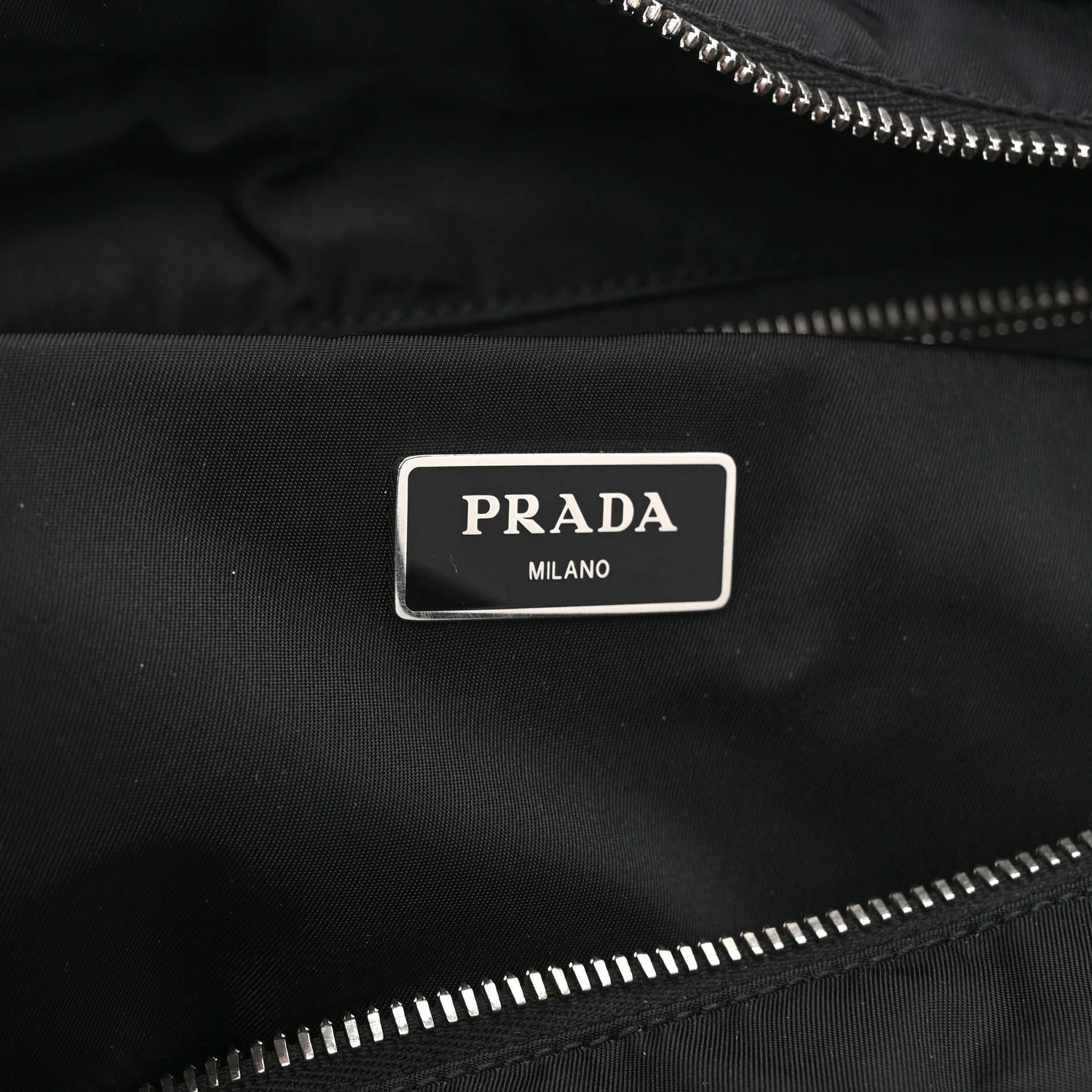 Re-Nylon Nappa Triangle Quilted Padded Medium Double Handled Zip Tote Black - Image 6