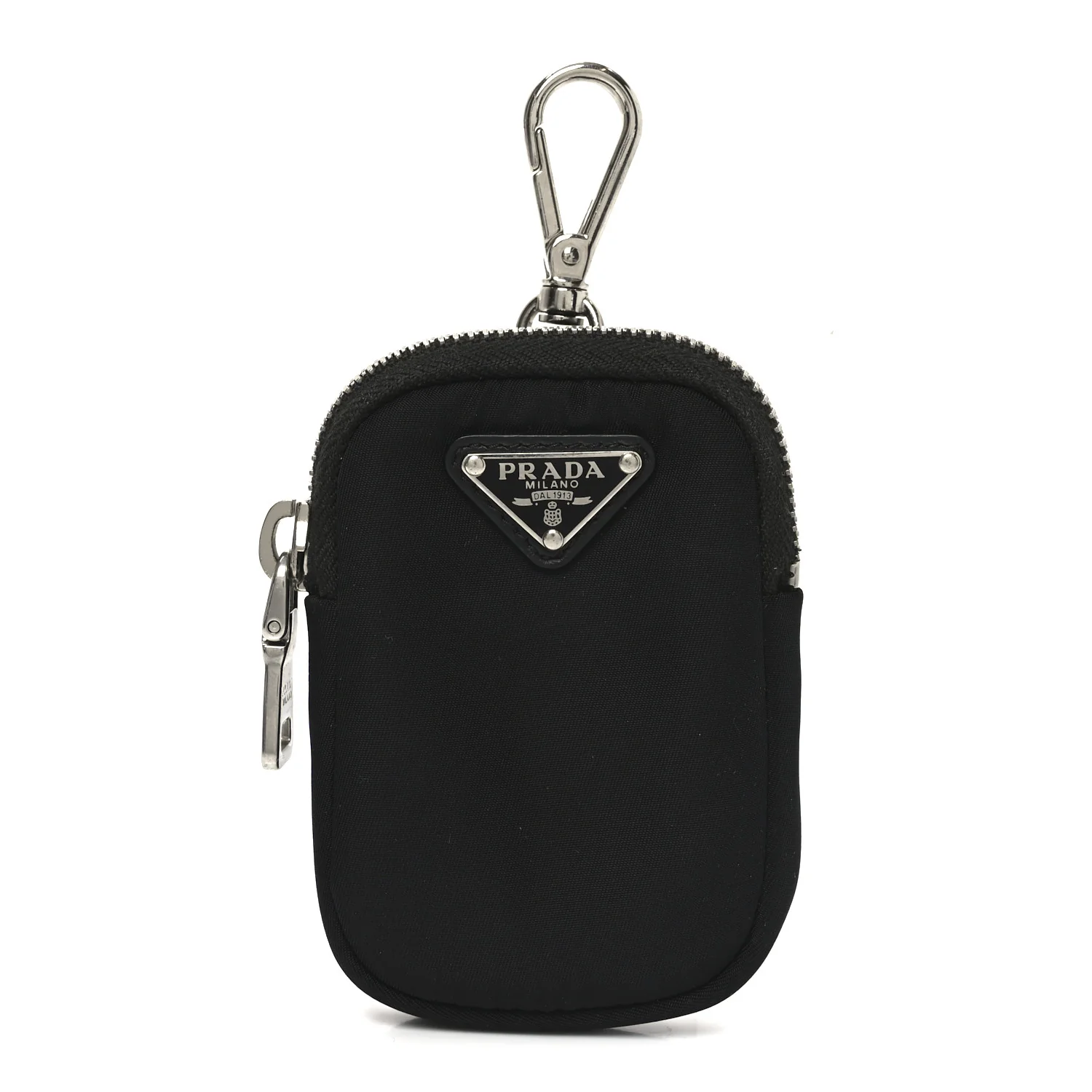 Re-Nylon Pocket Triangle Padded Mini Key Chain Pouch Black