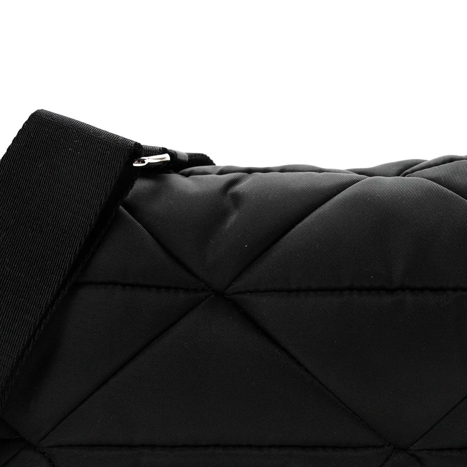 Re-Nylon Quilted Padded Flap Shoulder Bag Black - Image 9