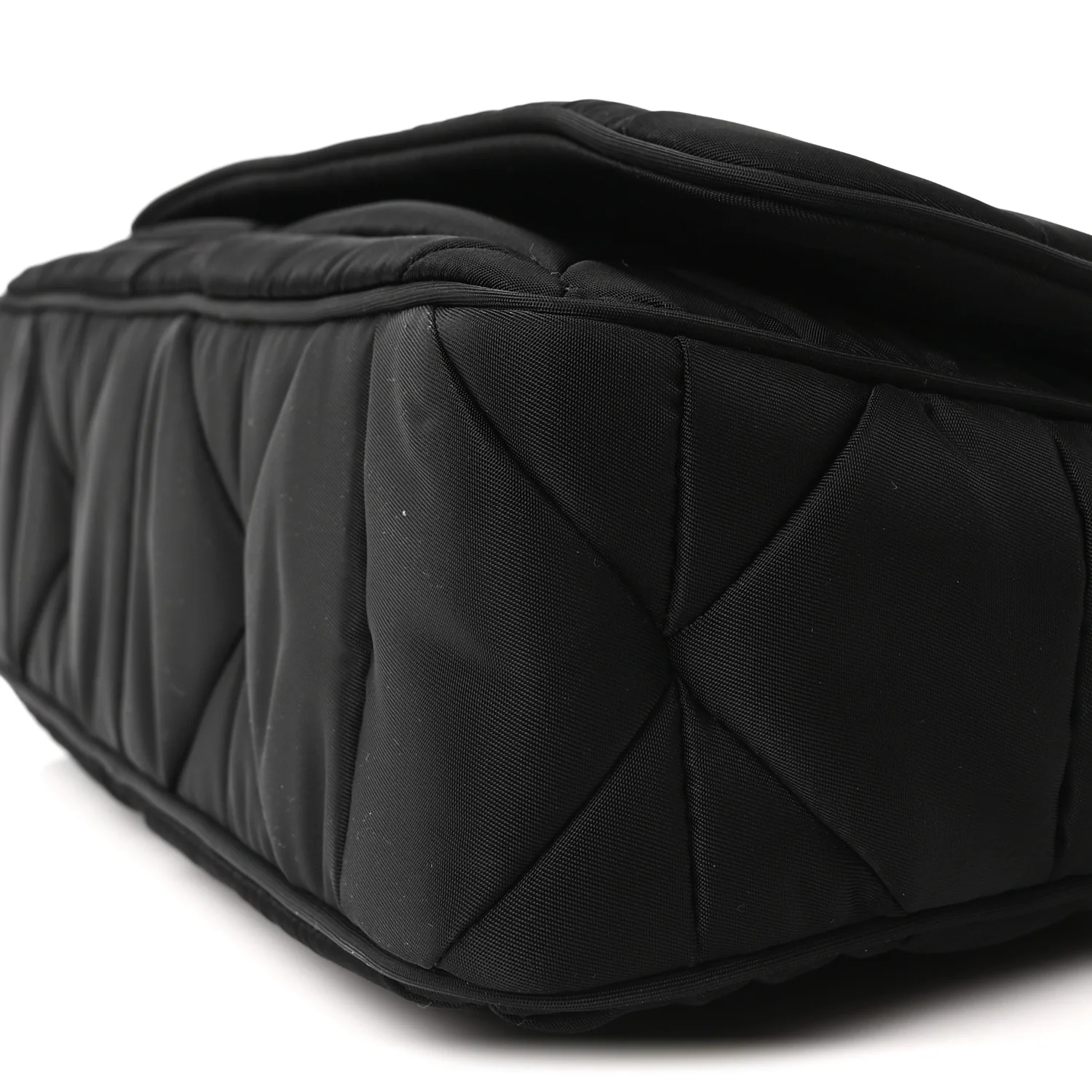 Re-Nylon Quilted Padded Flap Shoulder Bag Black - Image 11