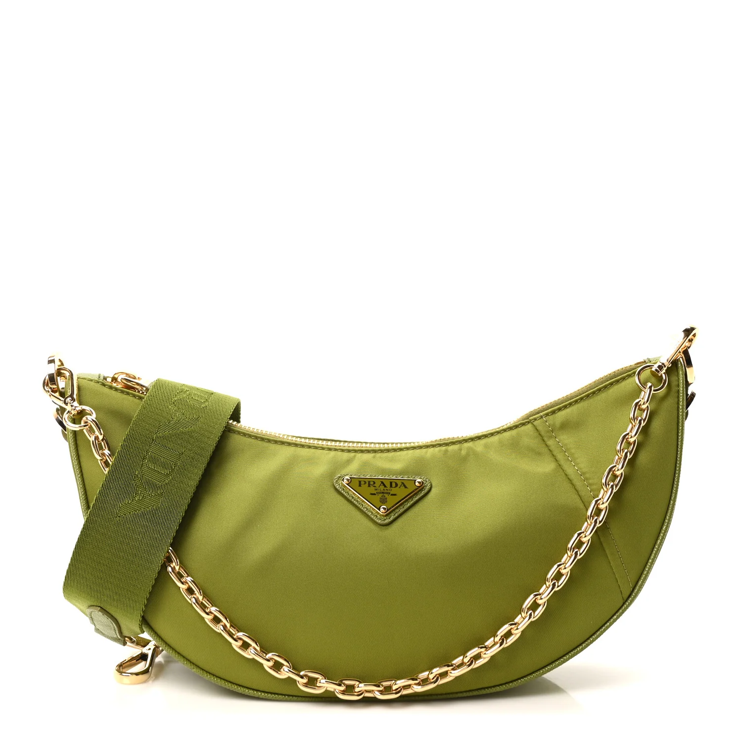 Re-Nylon Saffiano Demi-lune Shoulder Bag Edera - Image 2