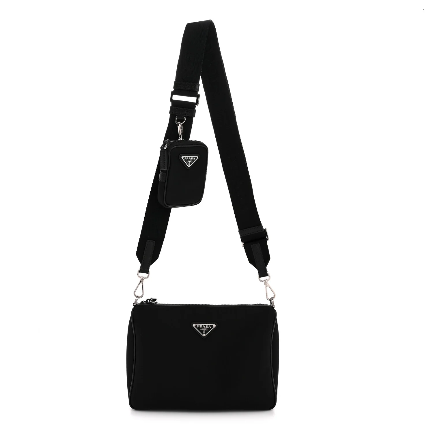 Re-Nylon Saffiano Travel Brique Crossbody Bag Black