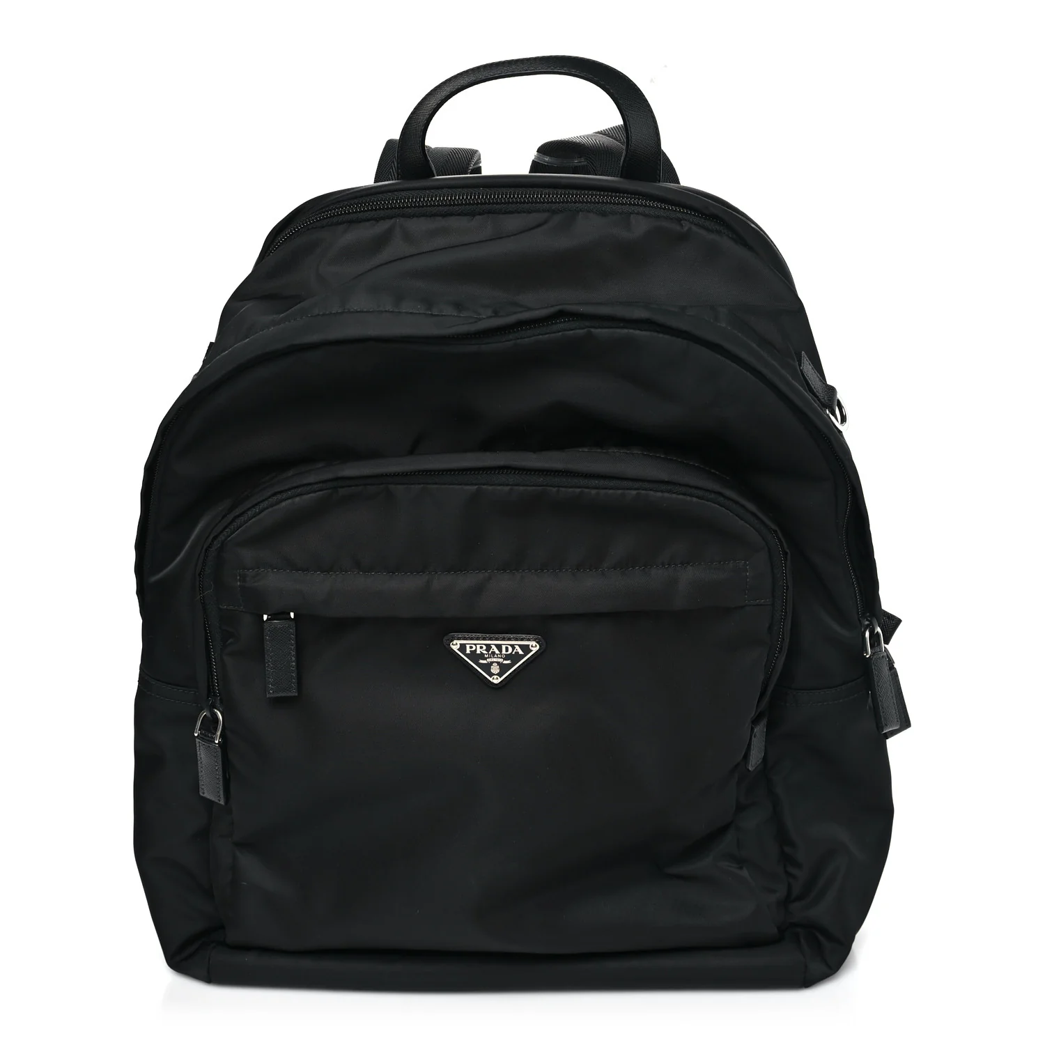 Re-Nylon Saffiano Zip Backpack Black