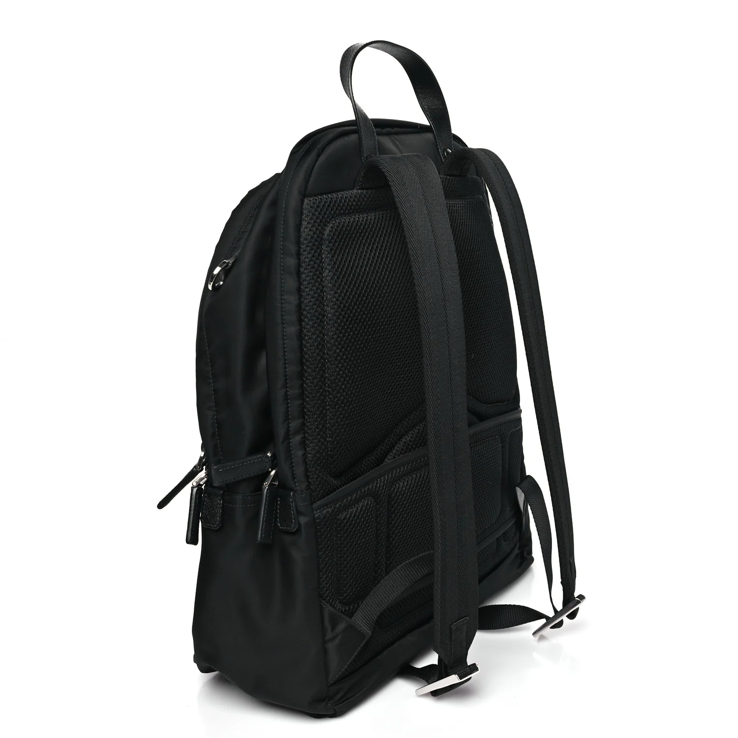 Re-Nylon Saffiano Zip Backpack Black - Image 3