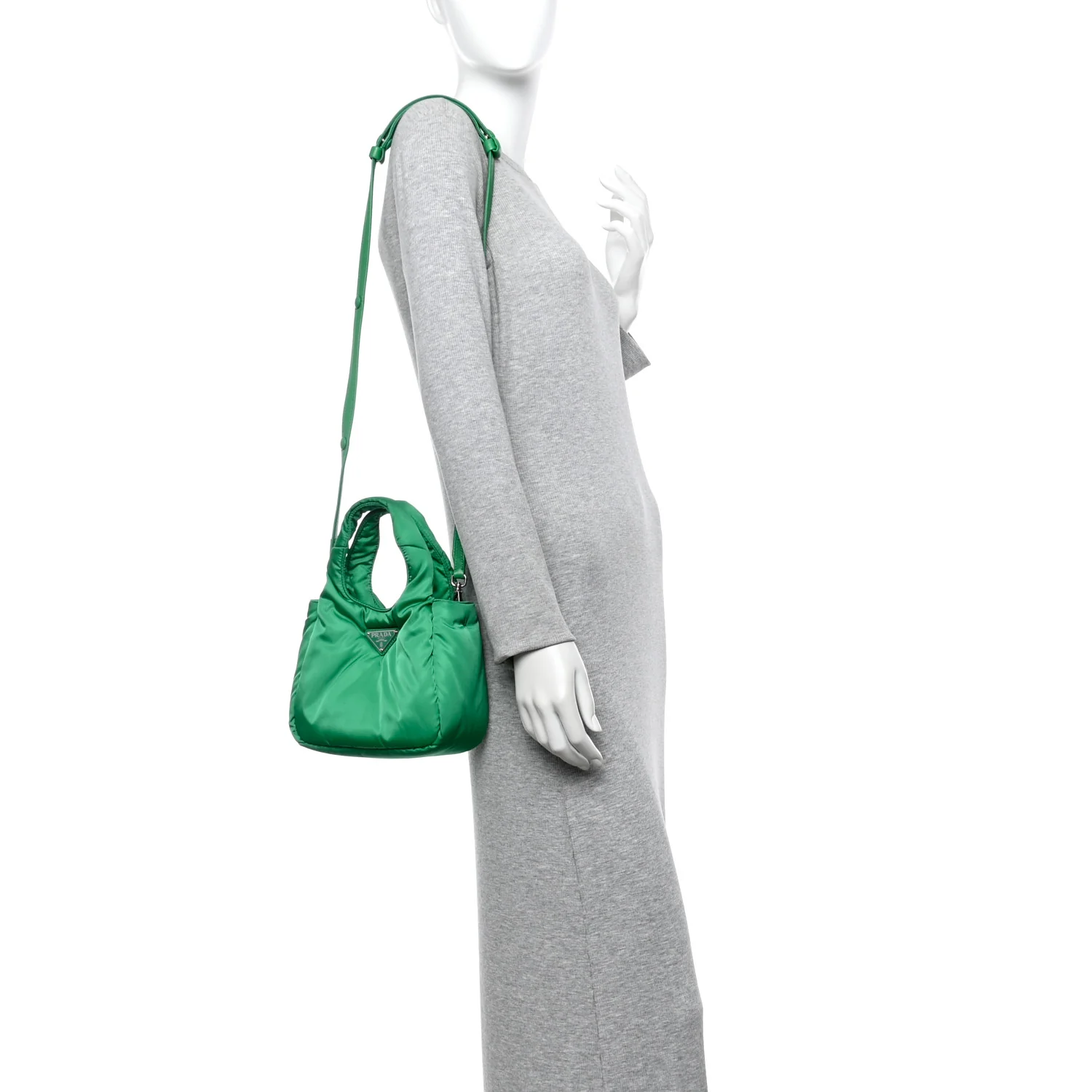 Re-Nylon Soft Padded Small Double Handled Shoulder Bag Mango - Image 2
