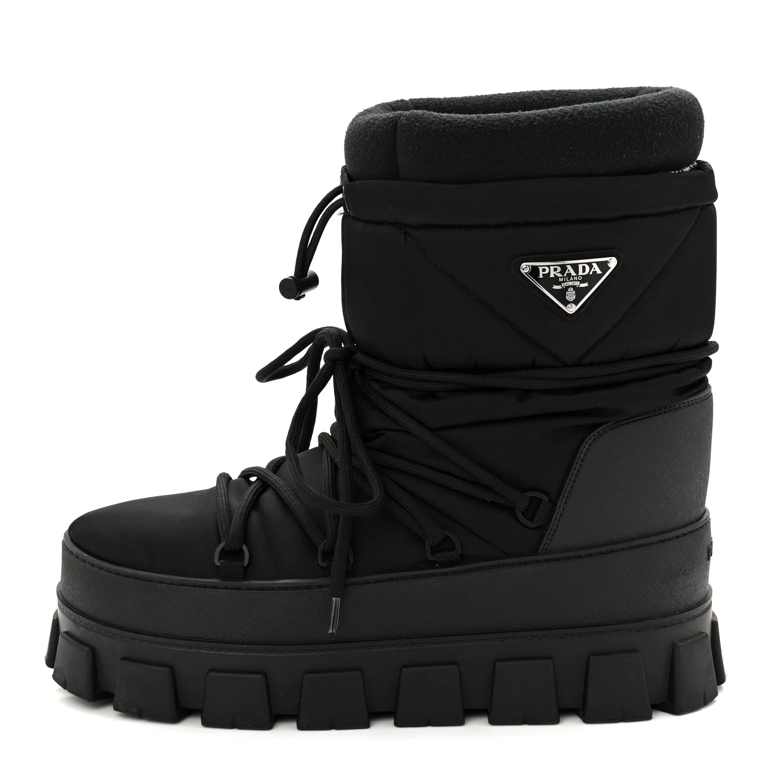 Re-Nylon Triangle Logo Apres Ski Ankle Boots 42 Black