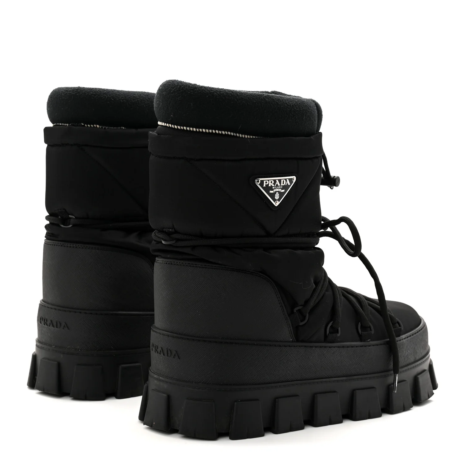 Re-Nylon Triangle Logo Apres Ski Ankle Boots 42 Black - Image 4