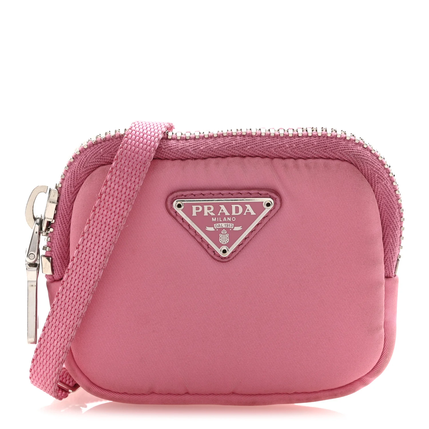 Re-Nylon Triangle Micro Crossbody Pouch Pink