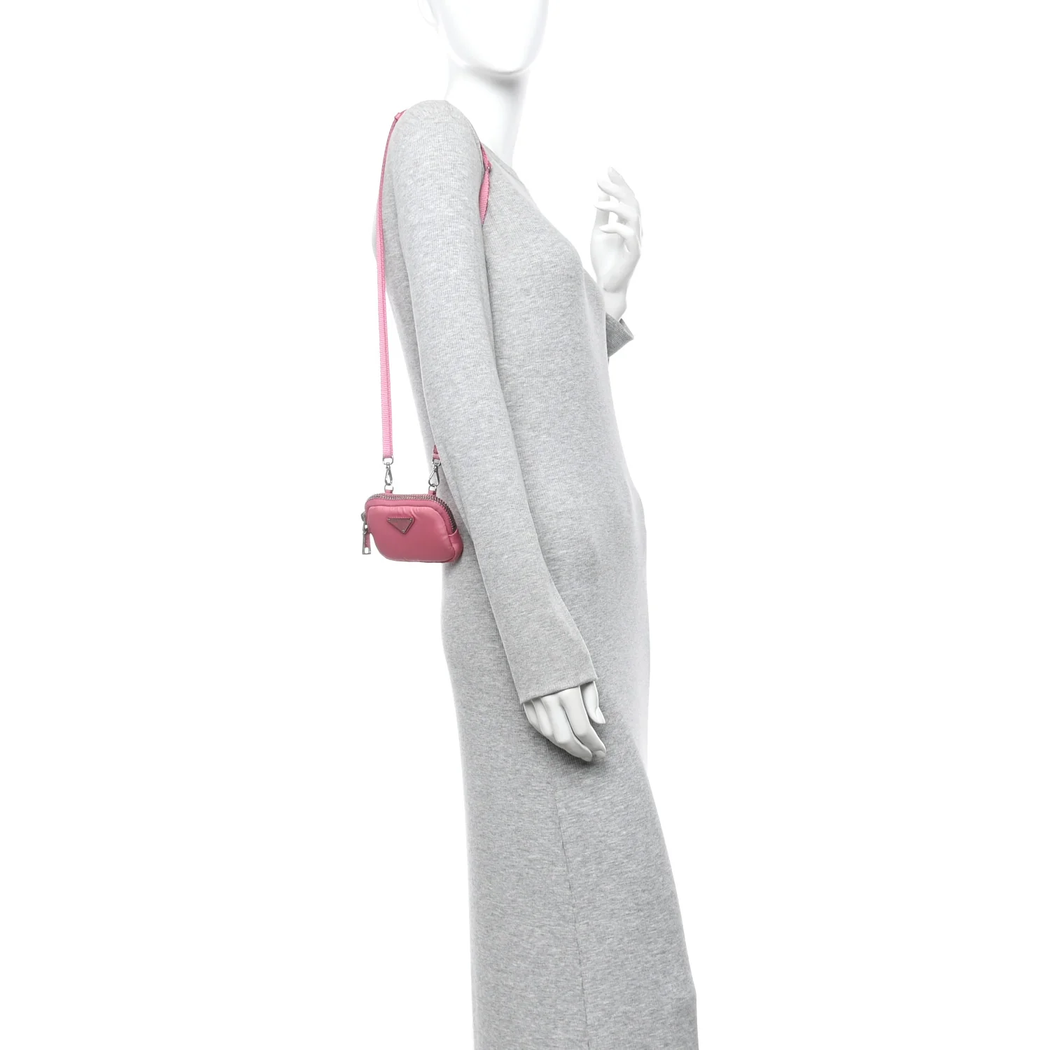 Re-Nylon Triangle Micro Crossbody Pouch Pink - Image 2