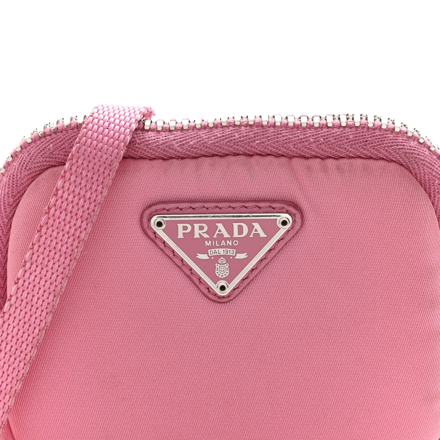 Re-Nylon Triangle Micro Crossbody Pouch Pink - Image 7