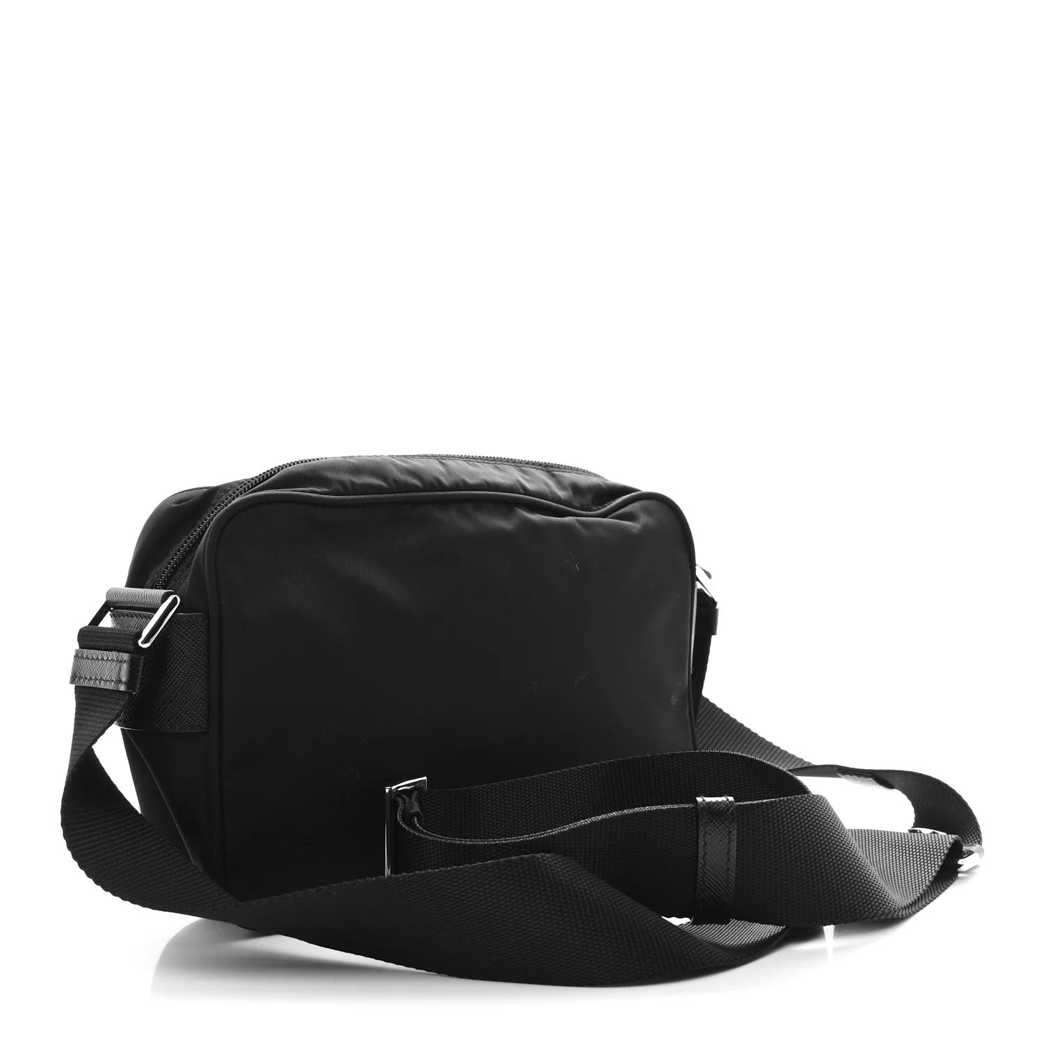 Re-Nylon Vela Saffiano Pocket Double Zip Shoulder Bag Black - Image 3