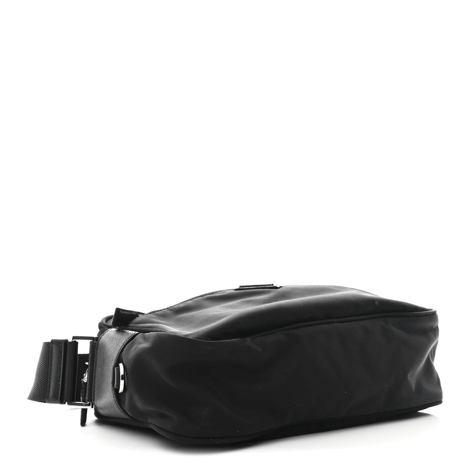 Re-Nylon Vela Saffiano Pocket Double Zip Shoulder Bag Black - Image 4