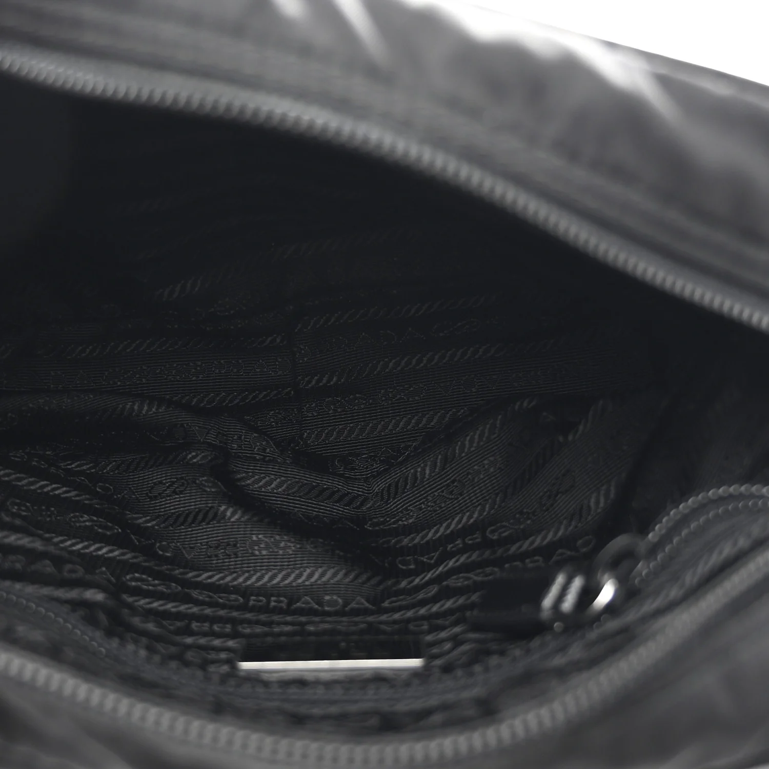 Re-Nylon Vela Saffiano Pocket Double Zip Shoulder Bag Black - Image 5