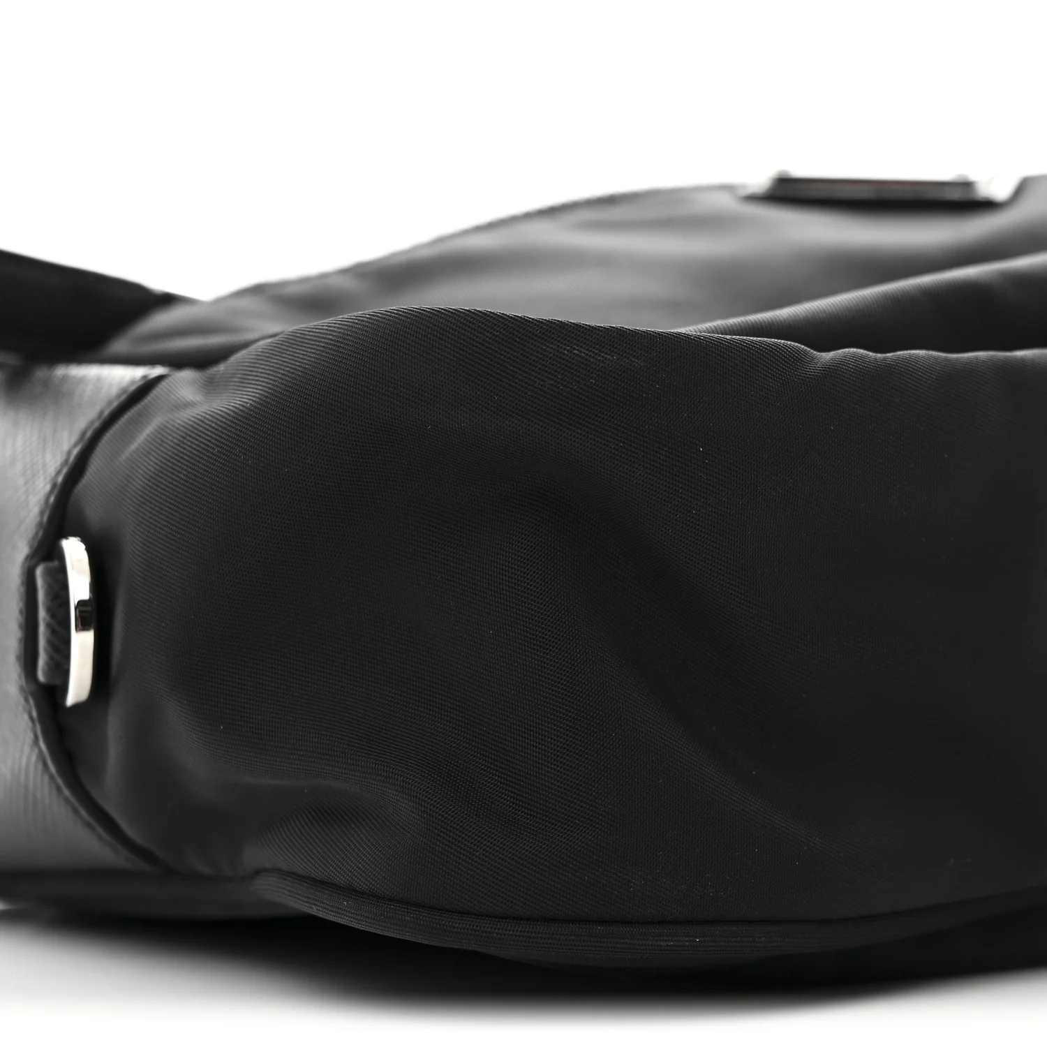 Re-Nylon Vela Saffiano Pocket Double Zip Shoulder Bag Black - Image 9