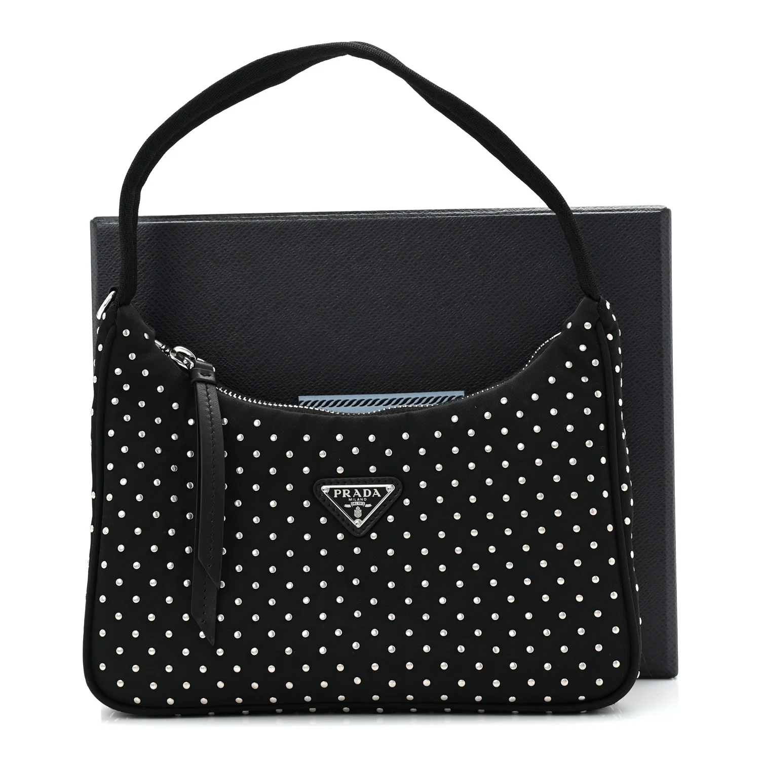 Re-Nylon Vela Studs Mini Re-Edition 2000 Bag Black - Image 11