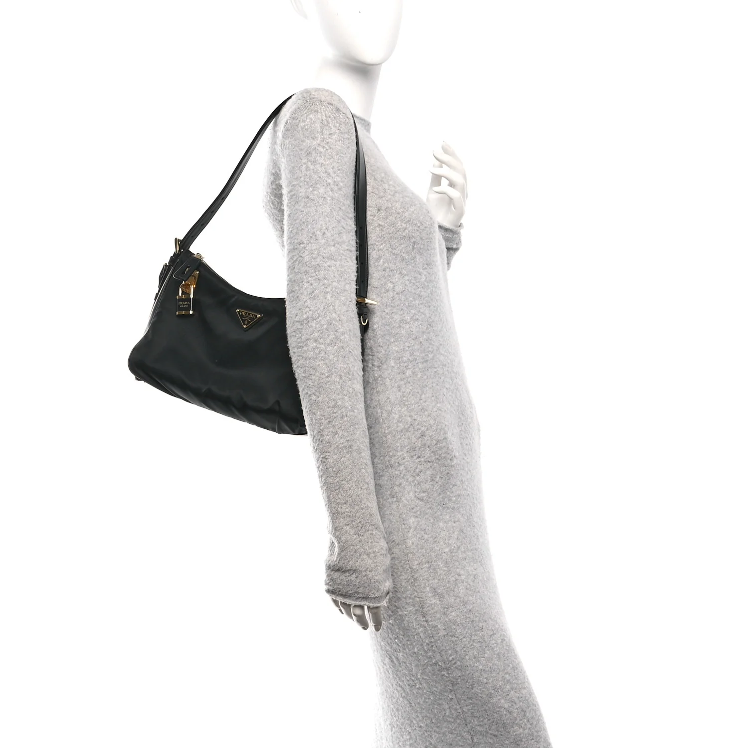 Re-Nylon Vitello Large Aimee Shoulder Bag Black - Image 2