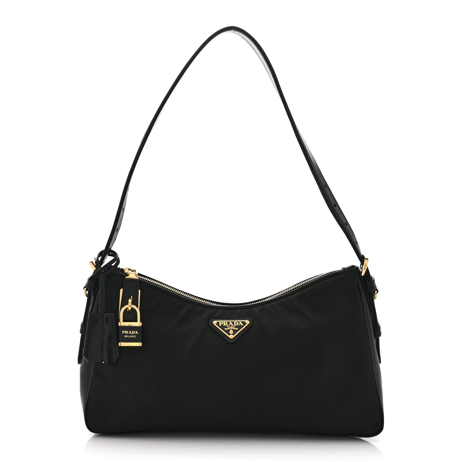 Re-Nylon Vitello Large Aimee Shoulder Bag Black