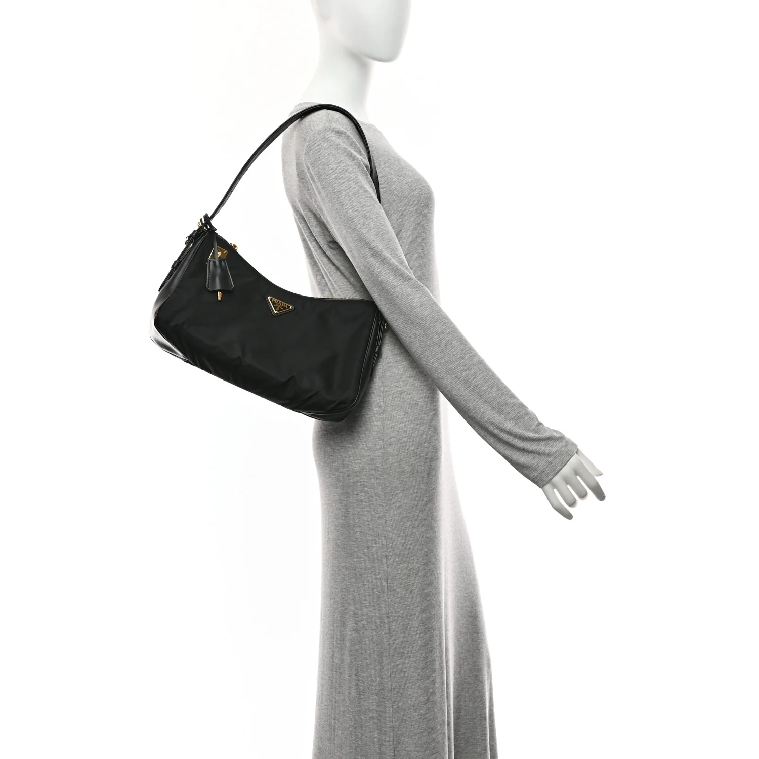 Re-Nylon Vitello Large Aimee Shoulder Bag Black - Image 2