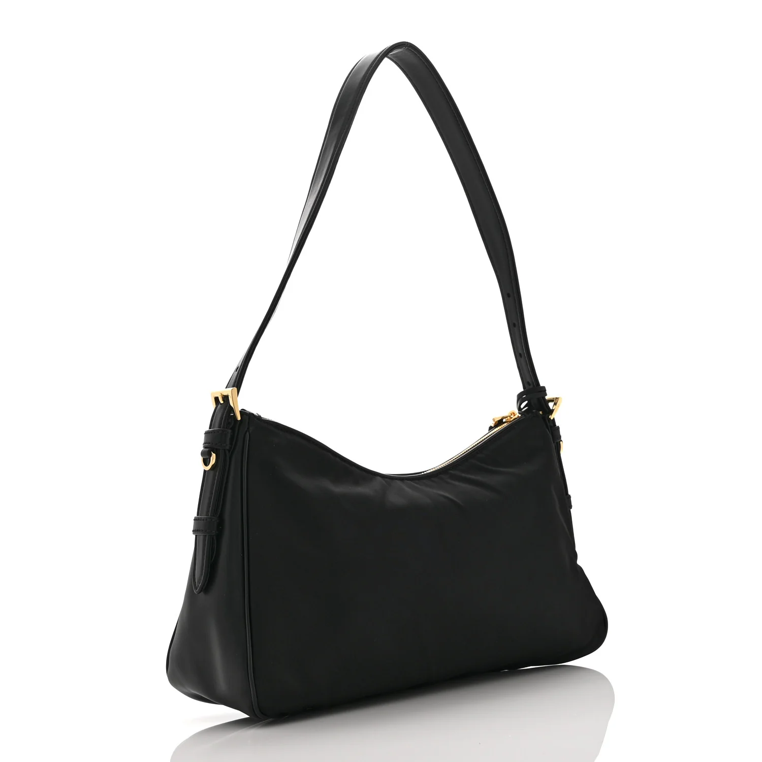 Re-Nylon Vitello Large Aimee Shoulder Bag Black - Image 3