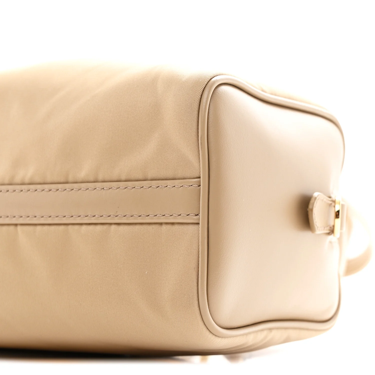 Re-Nylon Vitello Medium Top Handle Bag With Padlock Cammeo - Image 10