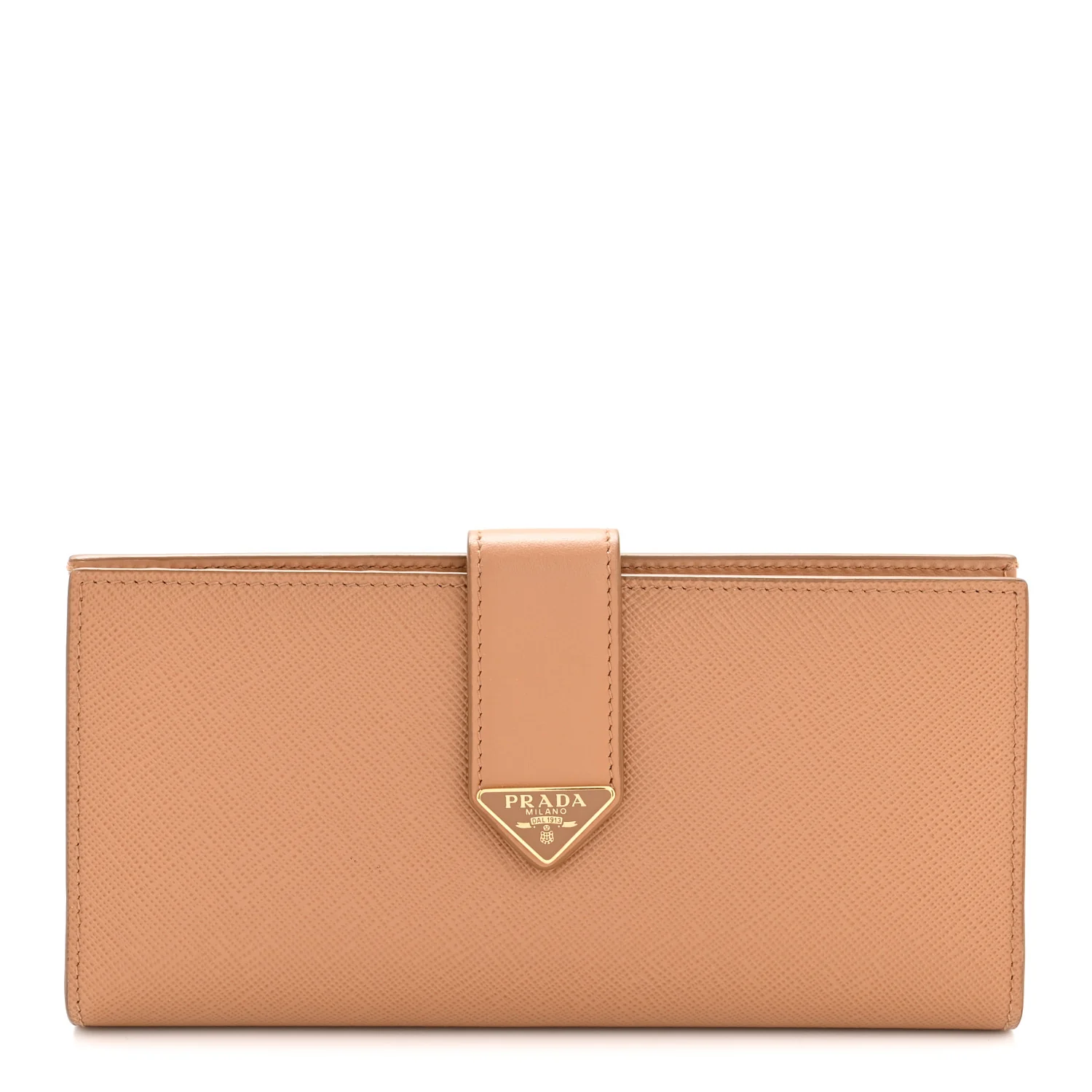 Saffiano Calfskin Large Triangle Continental Wallet Naturale - Image 2