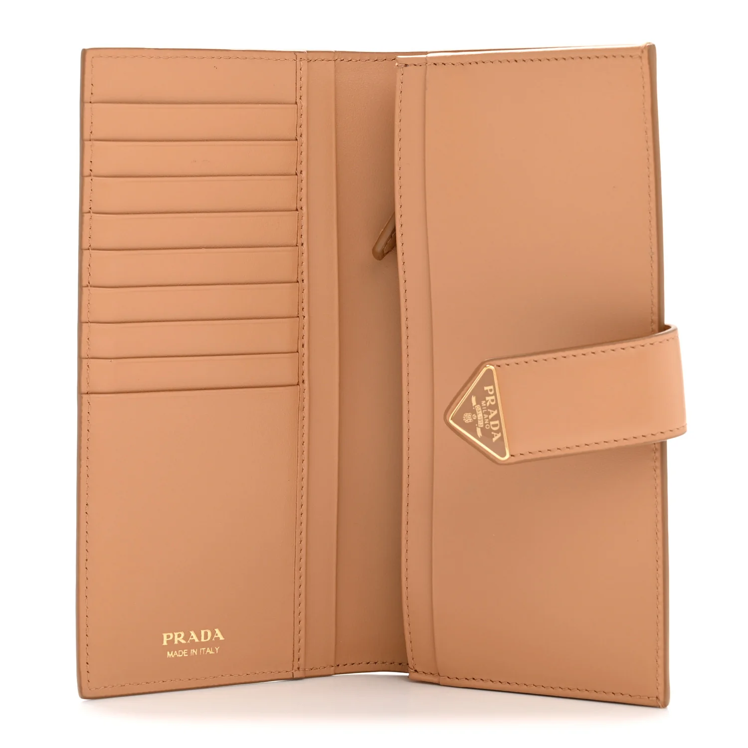 Saffiano Calfskin Large Triangle Continental Wallet Naturale - Image 9