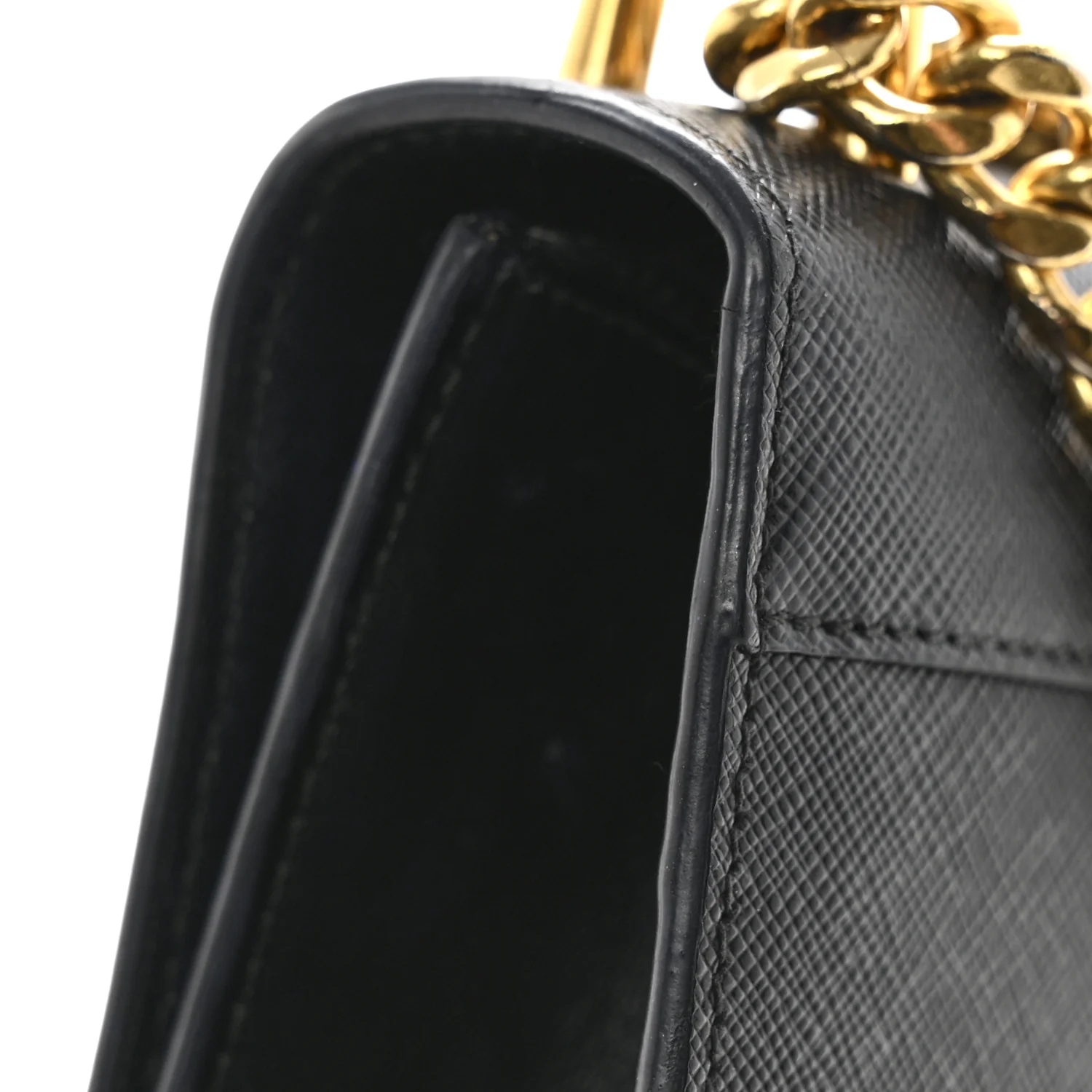 Saffiano Chain Shoulder Bag Black - Image 11