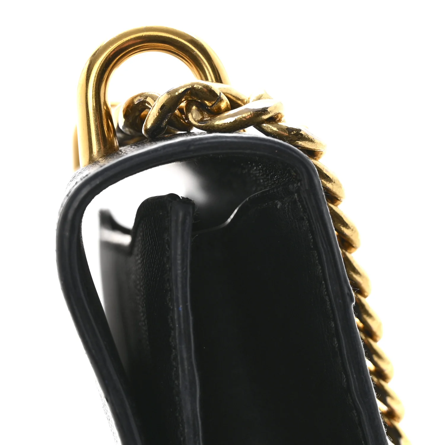 Saffiano Chain Shoulder Bag Black - Image 13