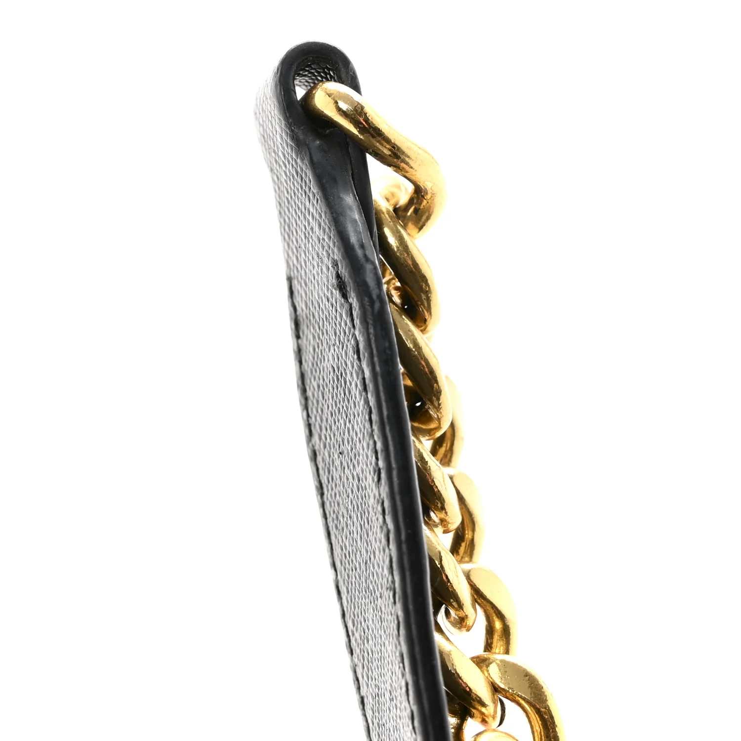 Saffiano Chain Shoulder Bag Black - Image 15